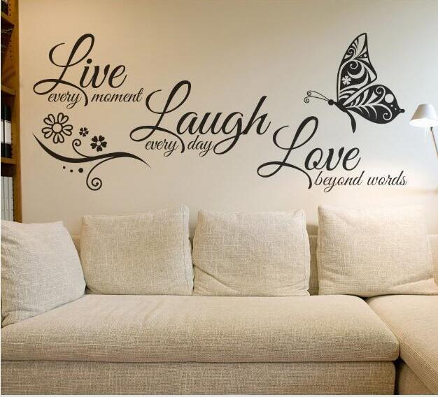 Live Laugh Love Vlinder Muursticker Moderne Muurtattoo Citaat Vinyl Muur Sticker Home Decor Woonkamer