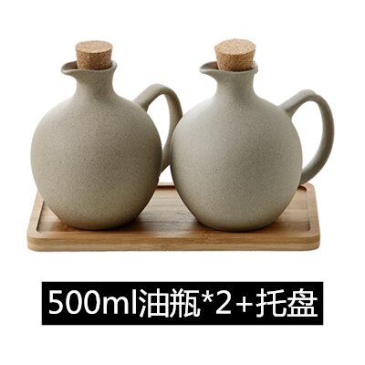 Style japonais assaisonnement boîte ménage sucre céramique bol assaisonnement pot avec couvercle sel pot huile d'olive bouteille cuisine fournitures: 2pcs3