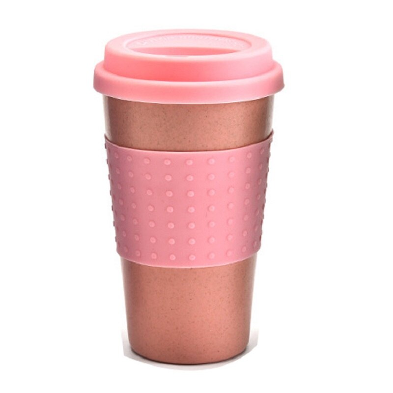 Miljøvennlig kaffe te kopp hvete halm reise vann drikke krus med silikon lokk drikke krus