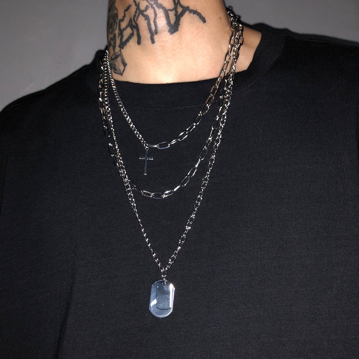 Vintage Kreuz Kette Anhänger Punk Hüfte Hüfte Silber Farbe Metall Multi-schicht Rock Lange Kette Halsketten für Frauen Party schmuck