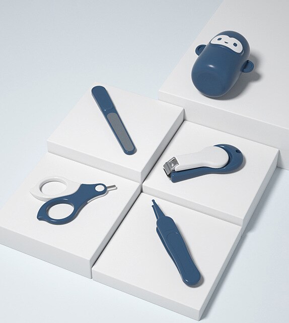 Coupe-ongles pour bébés, ciseaux de manucure et pédicure sûrs à dessin animé pour bébés, coupe-ongles: blue mokey