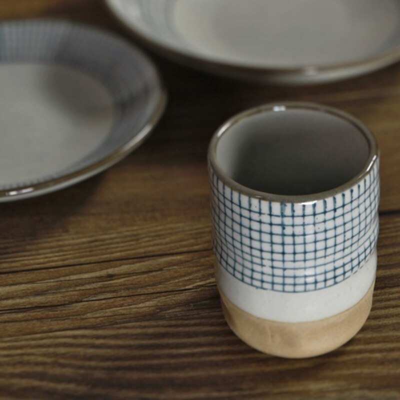 Keramisk tekopp japanska koppar mjölkkopp retro grov keramik kaffekopp