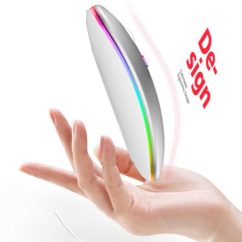 Wireless Luminous Computer Mouse Noiseless Sound Charging 2 Moldes Bluetooth Backlight 1600dpi for Laptop