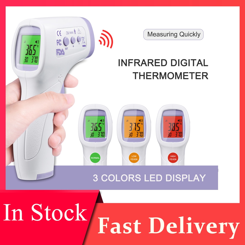 På lager berøringsfrit digitalt infrarødt termometer temperaturmåling berøringsfrit infrarødt termometer med lcd-baggrundsbelysning