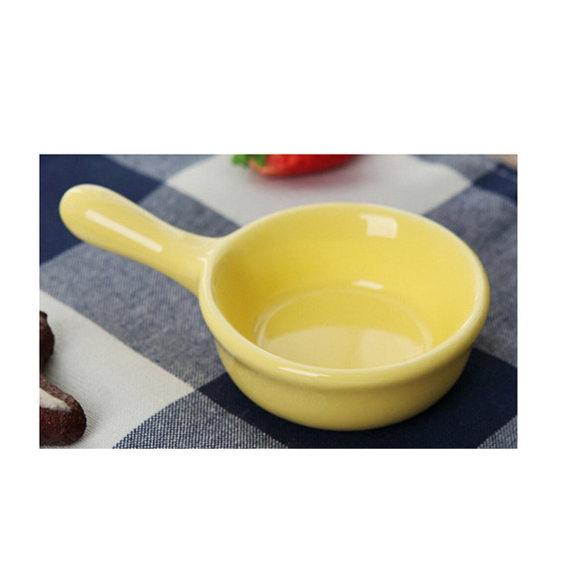 Plato pequeño y bonito de cerámica y porcelana NIMITIME con asa: Amarillo