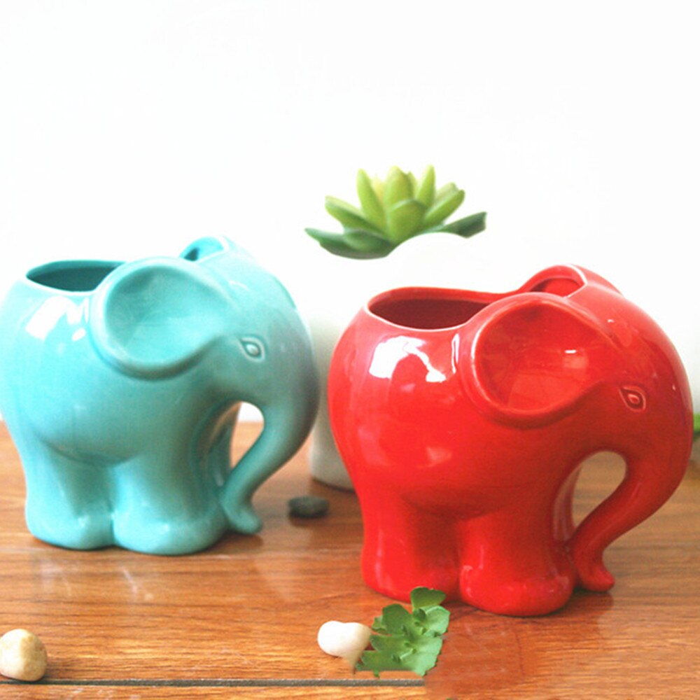 Animaux en forme de Pot de fleur en céramique éléphant Succulent planteur Cactus plantes succulentes fleur mignon Pot de fleur décoration de bureau