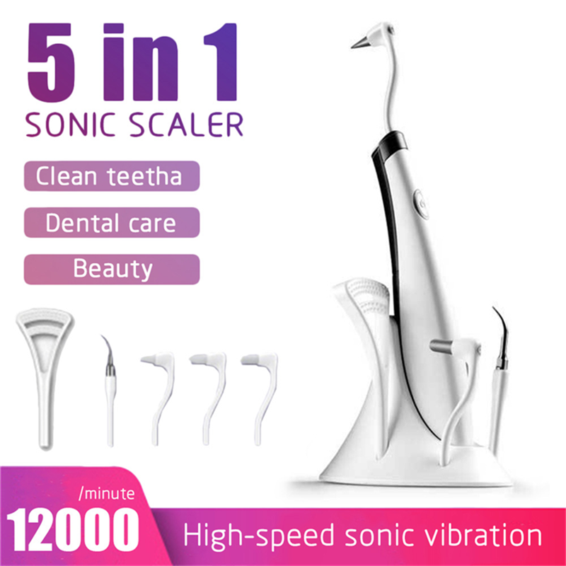 5 in 1 elektrisk ultralyd sonisk sød tandskaler tandsten fjerner renere pletter tandsten værktøj