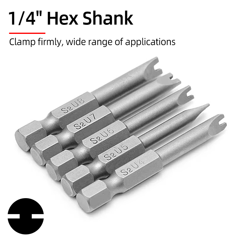 Magnetisk u-formad skruvmejselbitssats 1/4 " insex  s2 stål 50mm u4 u5 u6 u7 u8 u- typ skruvmejselbits spärrnyckel handverktyg