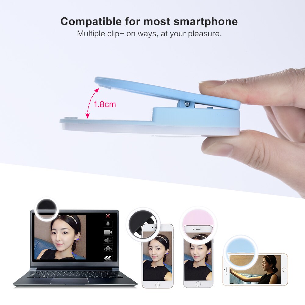 Andoer Selfie Licht Tragbare Mini Clip-auf Fill-in 36 LED Selfie Ring Licht für iPhone X 8 7 Plus für Samsung Huawei Ringlight