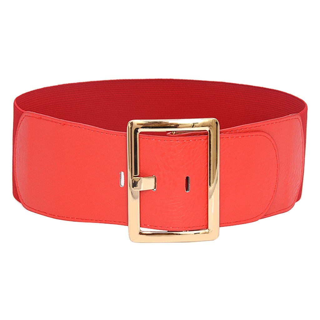 Women Ladies Waist Belt Body Belt Wide Elastic Belt Dress Accessories: Red