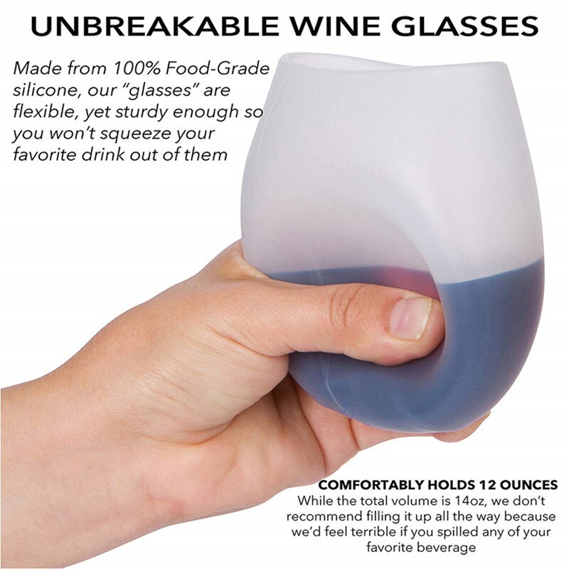 Unbreakable Silicone Wine Glasses BPA-Free Portable Printed Outdoor Wine Cups For Travel Picnic Pool Boat Camping Drink Cup
