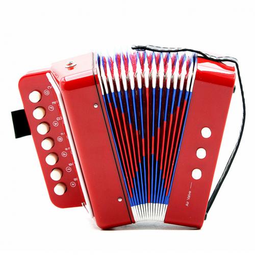 7 Keys 3 Buttons Mini Accordion Children Educational Toy Musical Instrument: Red