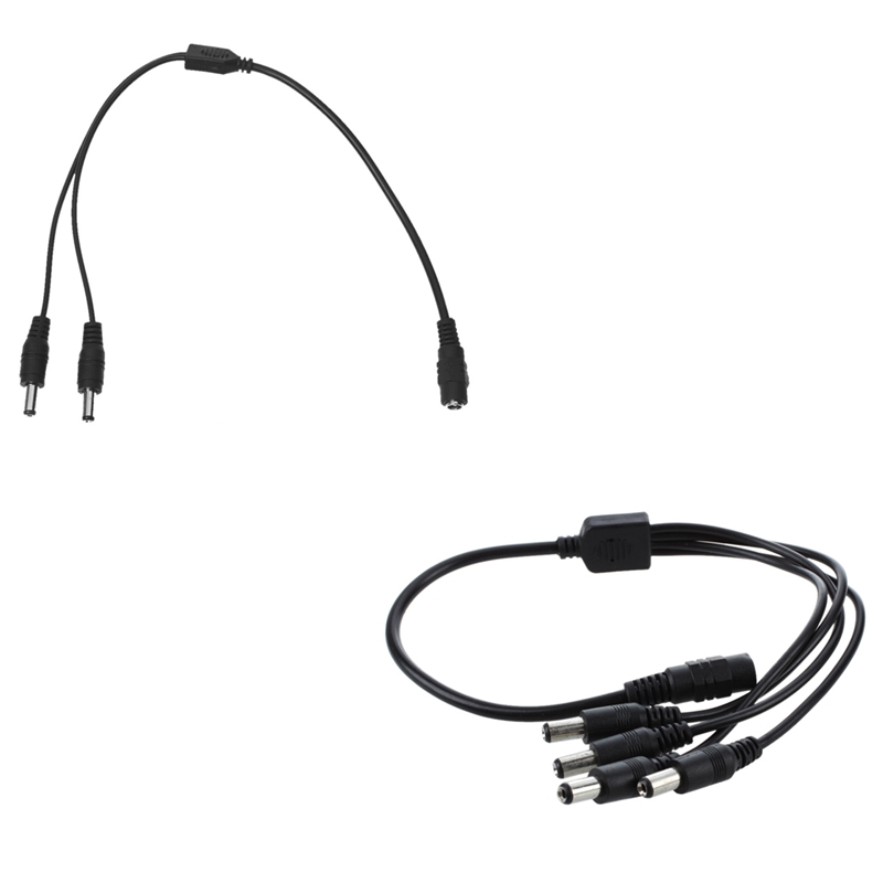 2PCS 1 To 4 DC Power 4-Port Splitter Adapter Cable With 30Cm 1 Female To 2 Male Plug DC Power Jack Splitter Cable