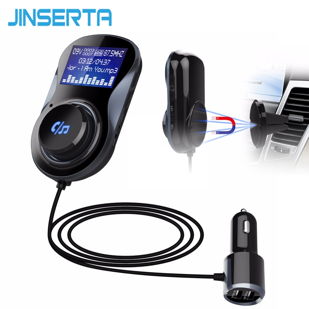 JINSERTA Bluetooth Fm-zender Draadloze FM Modulator Auto Mp3-speler Handsfree Dual USB Autolader TF muziek speelt