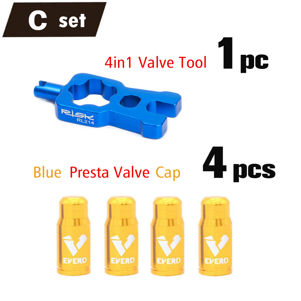 4 IN 1 Ventiel Remover Tool en Aluminium Fiets Presta Ventieldop Schrader Kleppendeksel Stofdicht voor MTB Racefiets: Black