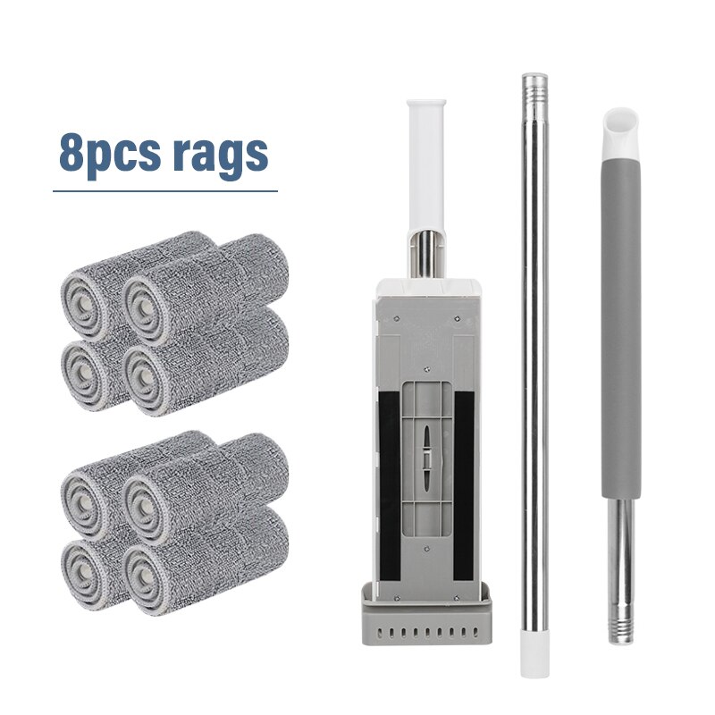 Fregona plana con cubo plegable, accesorio manos libres, almohadilla de repuesto de microfibra, giratoria automática, limpieza del hogar: 8pcs mop rags