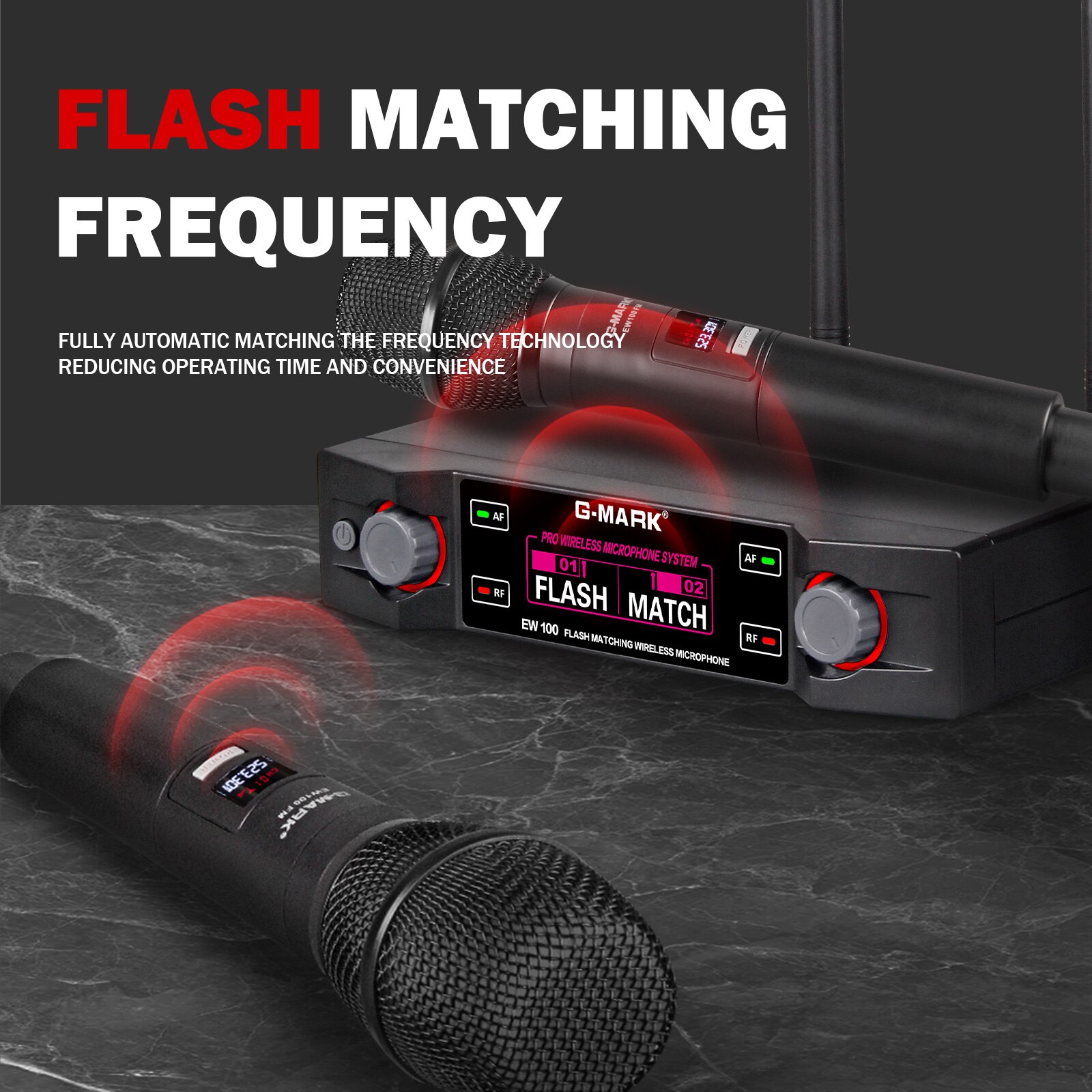 Karaoke Microphone G-MARK EW100 UHF Handheld Mic Fixed Frequency 50M For Home Party Show Wedding