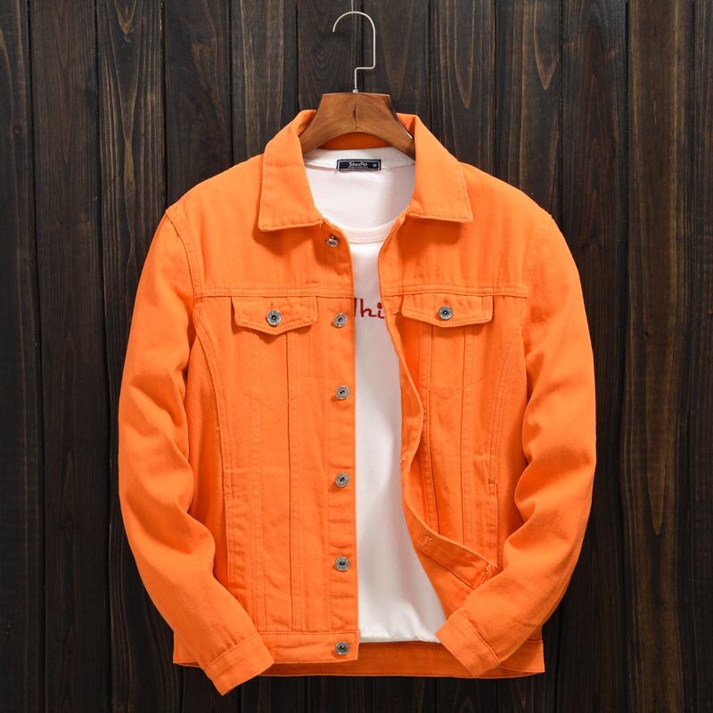Mcikkny Men Casual Denim Jackets Coats Spring Loose Style Jeans Jackets Male Solid Color