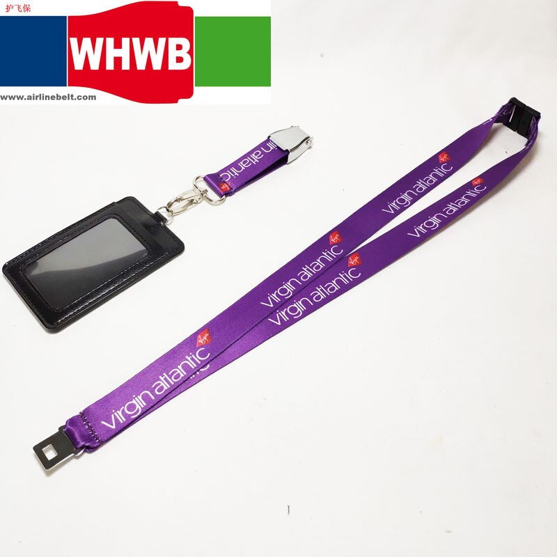 Virgin Atlantic airways airplane belt buckle lanyard ID badge card case holder pilot flight crew company office phone straps
