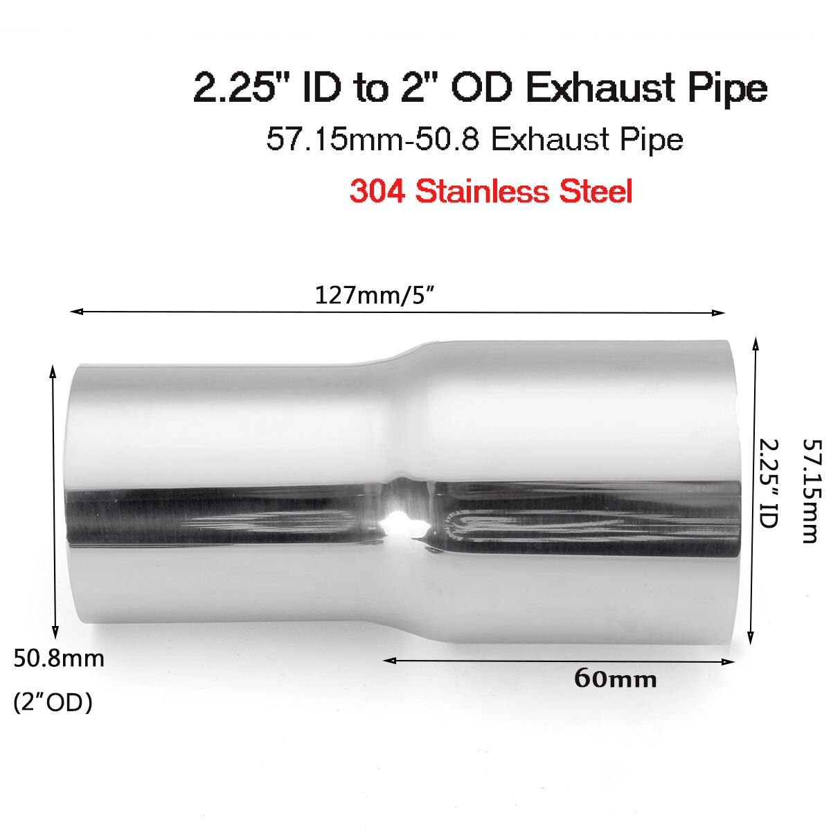 Pair Universal 50-57mm Car Exhaust Reducer Connector Pipe Tube 2"-2.25" Exhaust Pipe Connector Adapter Tube