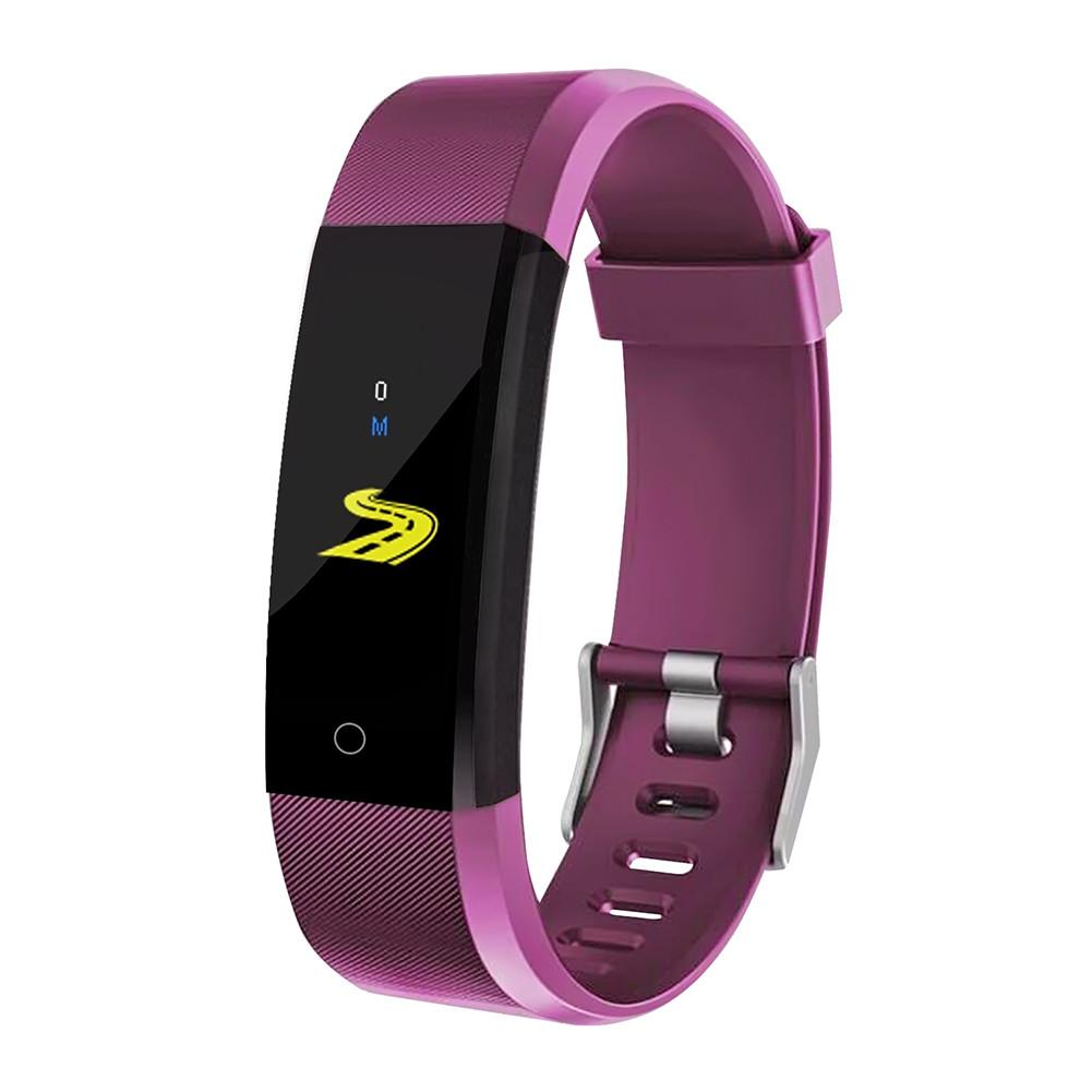 Id115 plus farveskærm smart armbånd sport skridttæller ur fitness kører gå tracker puls skridttæller smart band: Lilla