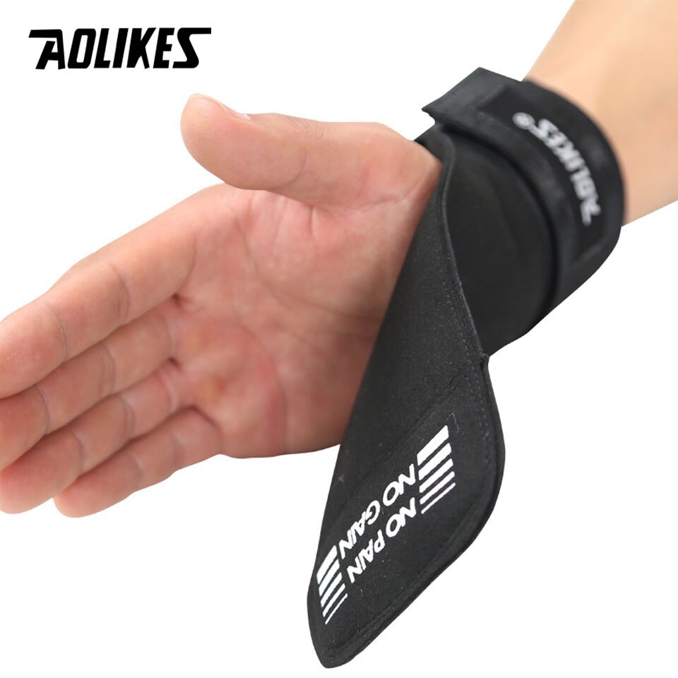 Aolikes 1 par sport fitness håndled bånd trække op greb bælte skridsikker palme beskytter gym armbånd til vægtstang håndvægt træning