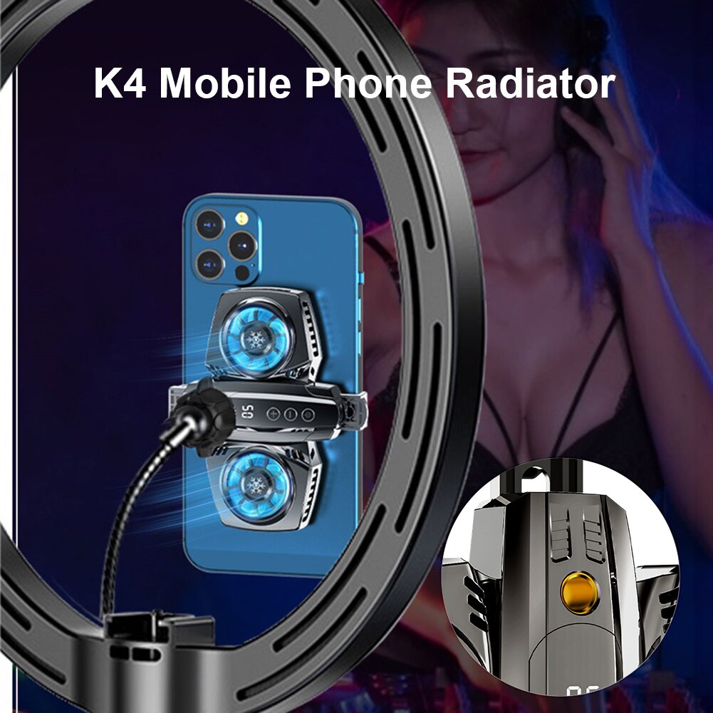 K4 Mobiele Telefoon Radiator Met Smartphone Temperatuur Display Dual Cooling Fan Mobiele Telefoon Koeler Voor Huawei Iphone Xaiomi Samsung