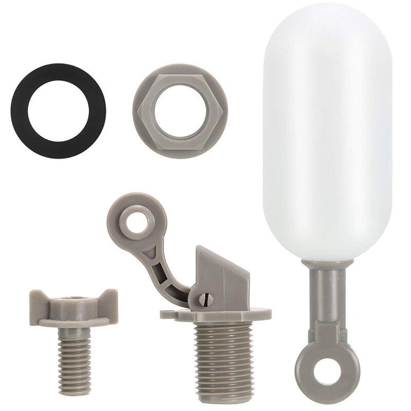 Conjunto de válvulas flotantes de 3 piezas, válvula de flotador de tubería de suministro de agua de 1 / 2 pulgadas con brazo de ajuste para piscina, acuario (gris)