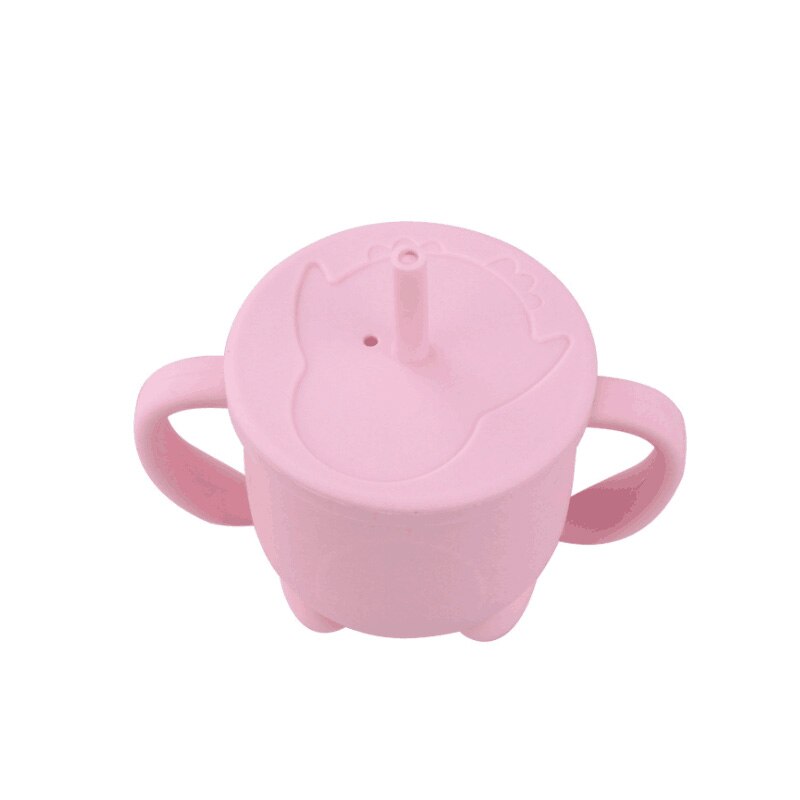 Solid Baby silicone Sippy Cups Feeding Cups Babi Learning drink Baby Drinkware For Toddlers Kids With Silicone Straw Cup Lids: 5