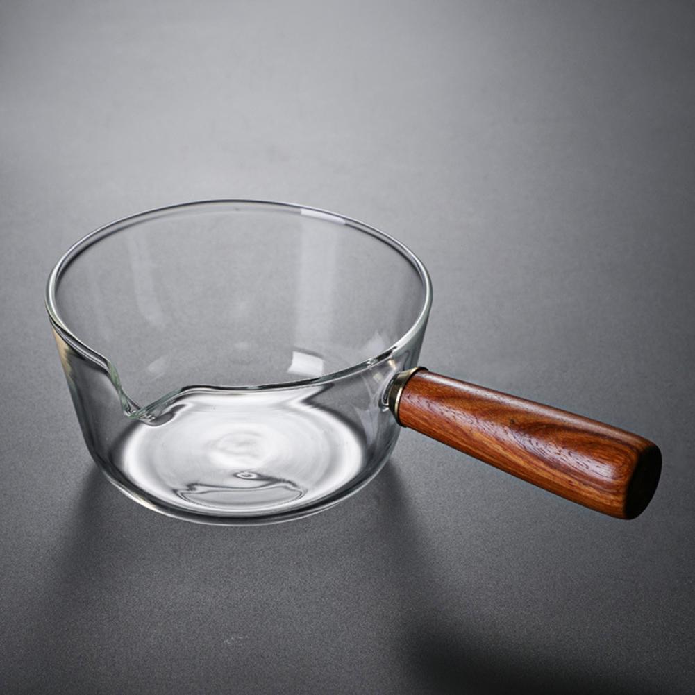 Olla de leche para sopa, cacerola pequeña con mango de madera, olla de vidrio, utensilios de cocina para el hogar, 500/900ml