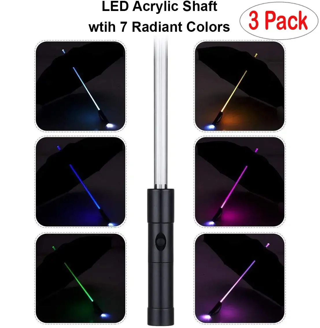 LED-Leuchtschirme mit Taschenlampengriff, transparent, schwarz, grau, rot