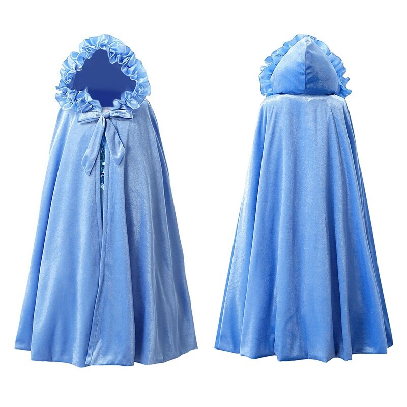 Muababy tjejer volanger huva kappa elsa sophia anna törnande skönhet belle fancy dress up kappa halloween kostym