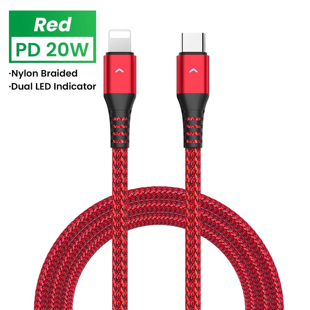 Cavo USB tipo C PD da 20W per iPhone 12 pro 12 mini caricabatterie a ricarica rapida per iPhone 11 XS XR X cavo dati USB C cavo di alimentazione: Rosso / 120CM