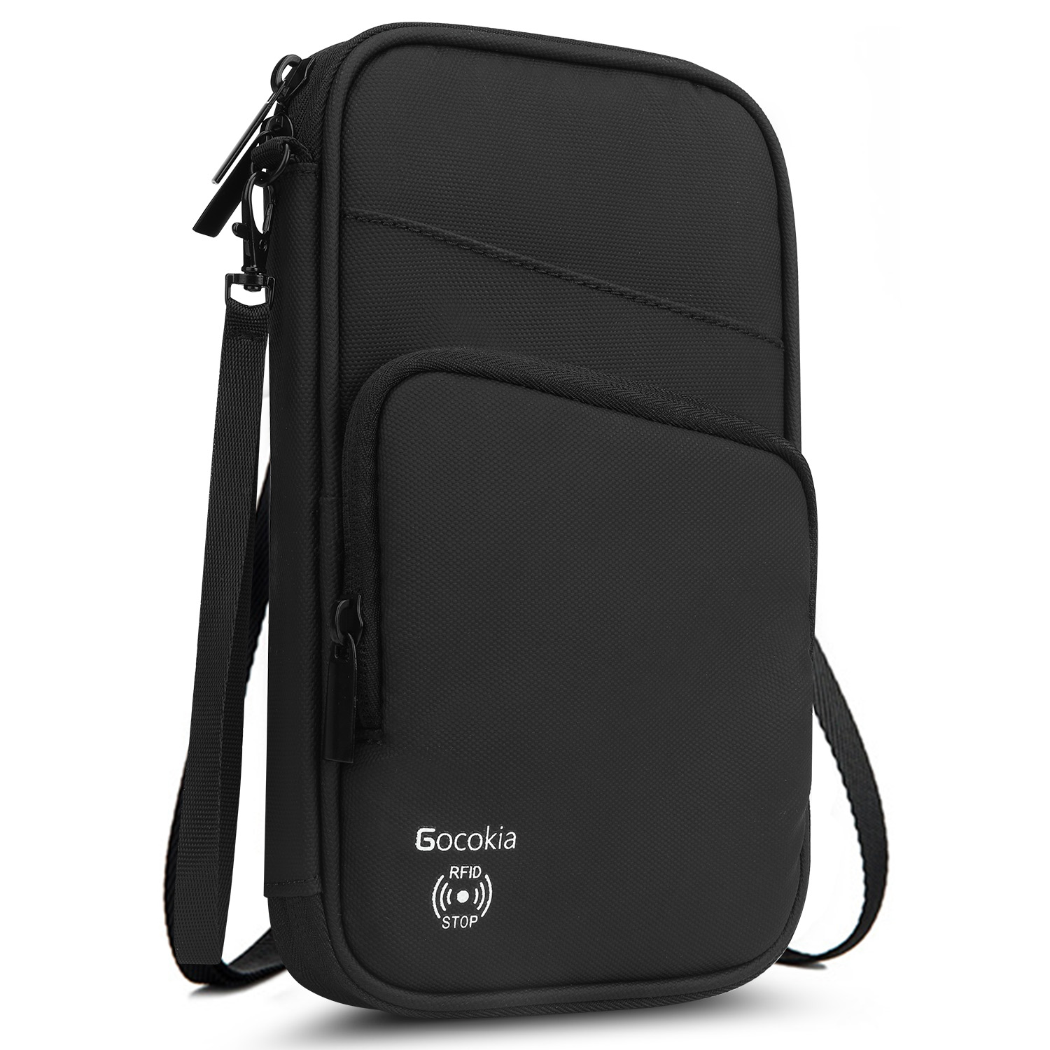 Multi Pocket Passport Bag Travel Wallet with Shoulder Strap-Family Passport Holder of 5, RFID Blocking Passport Wallet for Men W: Default Title