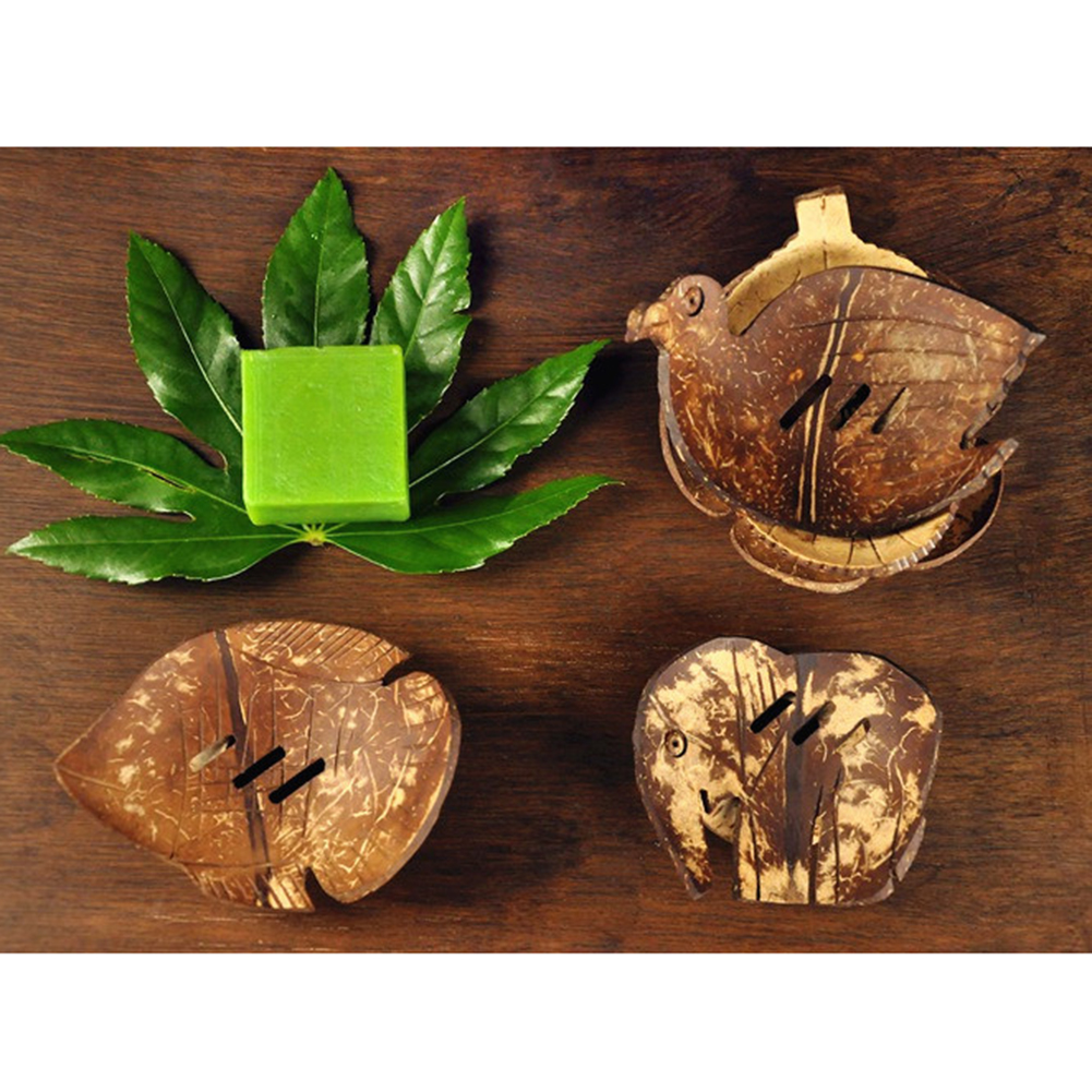 Soap Dish Handmade Coconut Husk Soap Dish Case Holder Wash Shower Soap Holder Kitchen Bathroom Soap Drain Tray for Home