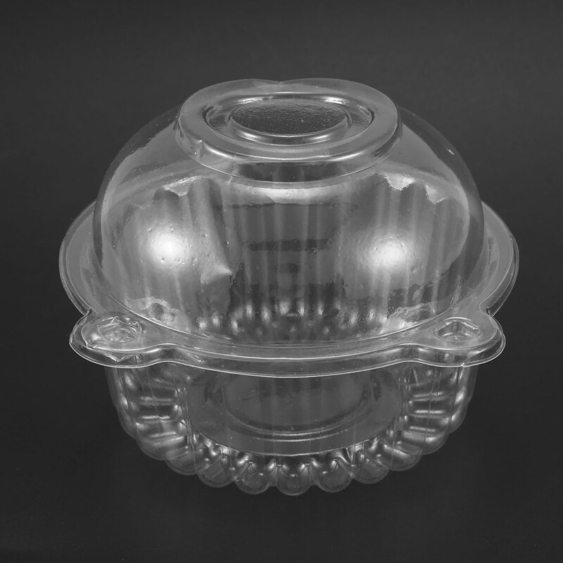 50 X Enkele Plastic Clear Cupcake Houder/Cake Container Dome Muffin Carrier