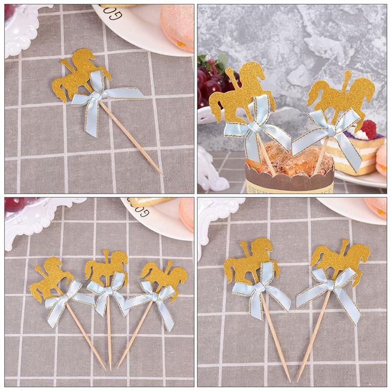 Garniture de Cupcake créative en forme de cheval, gâteau à thème cheval carrousel, Dessert, décor de Table, gâteau aux fruits, Insertion de cartes, 40 pièces
