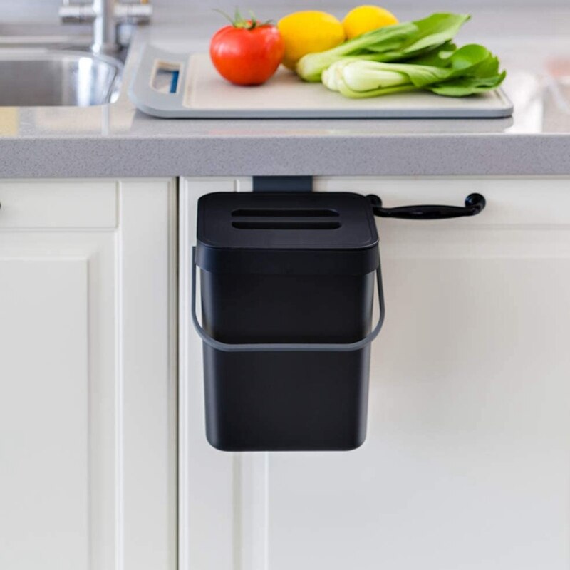 Cubo de Compost de cocina para encimera o debajo del fregadero compostaje, bote de basura para el hogar Ndoor con tapa hermética extraíble