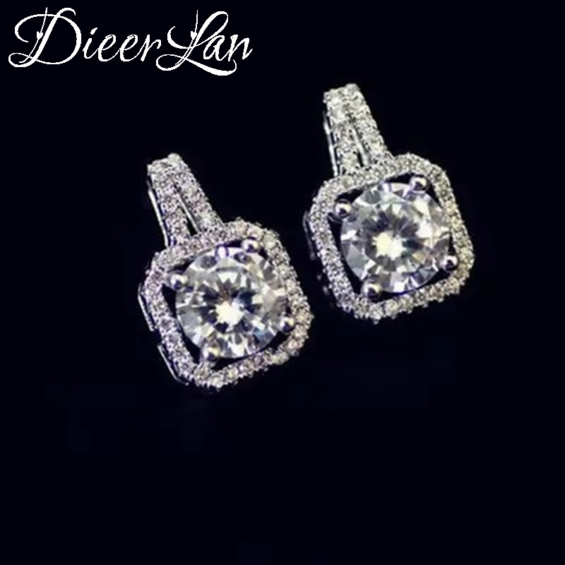 DIEERLAN Rhinestone Jewelry Sets 925 Sterling Silver Cubic Zirconia Geometric Choker Necklaces for Women Wedding Bridal