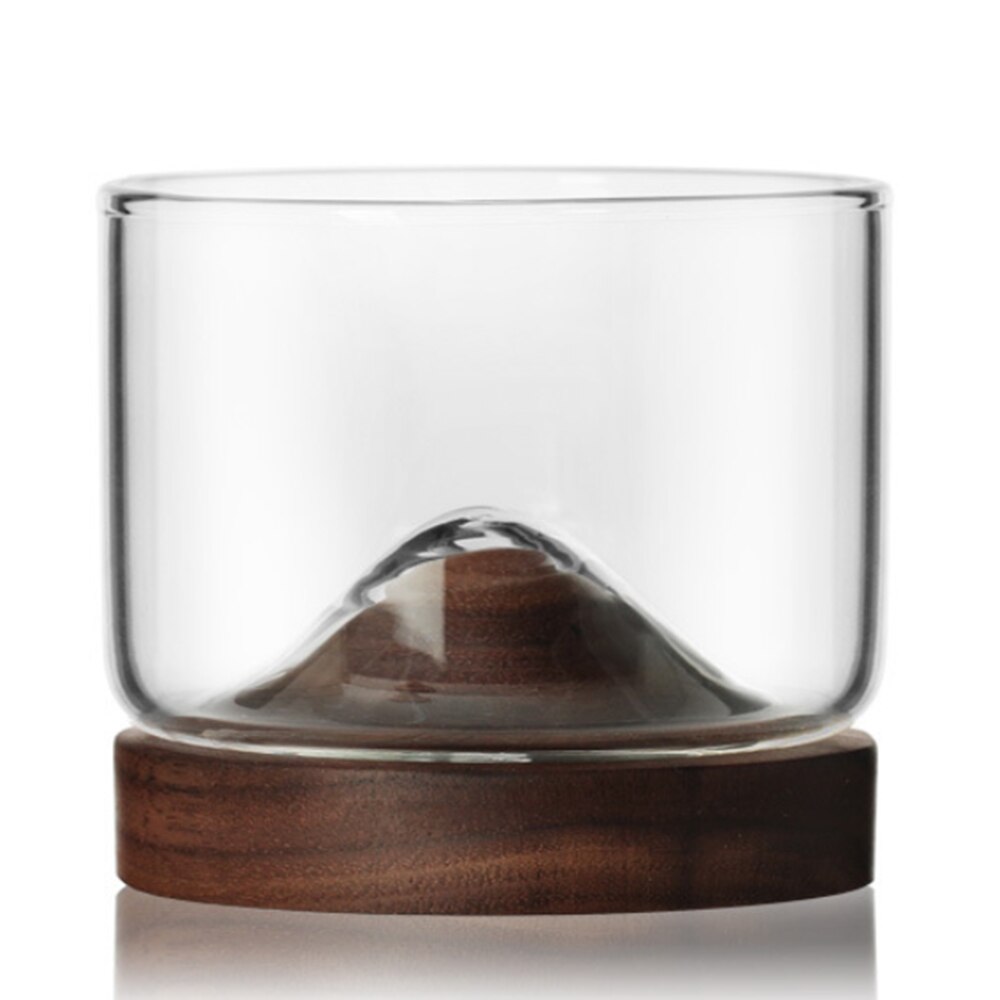 5oz bjergvin glas krus med træ kinesisk te krus bund whiskyglas japansk husholdning te kop træ krus: 4