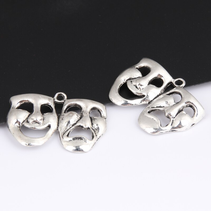 15 Stuks Zilver Kleur 30.5X22Mm Masker Charms Gelukkig En Sad Face Hanger Theatre Voor Diy Handgemaakte sieraden Maken Accessoire