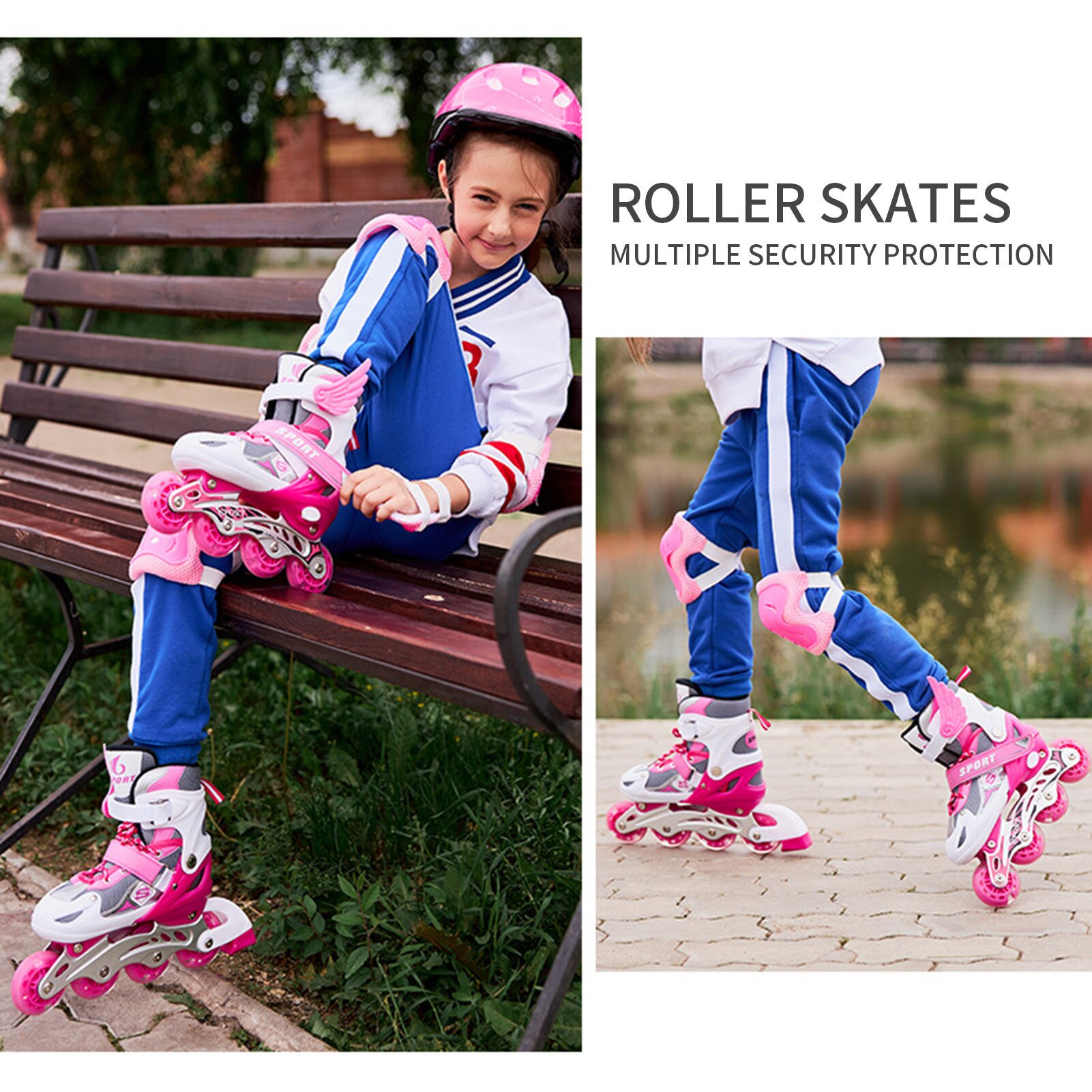 Roller Skates Rollerskates Kids Skates Shoes Adjustable Inline Skates For Kids Skating Shoes Beginners Anti-fall Roller