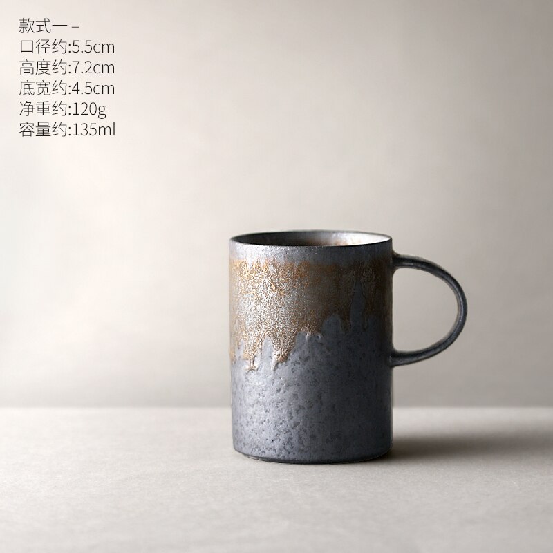 Japanska porslin tekoppar retro kaffekopp vintage hushållsvatten kopp mugg svart tazas de ceramica creativas latte kopp tekopp