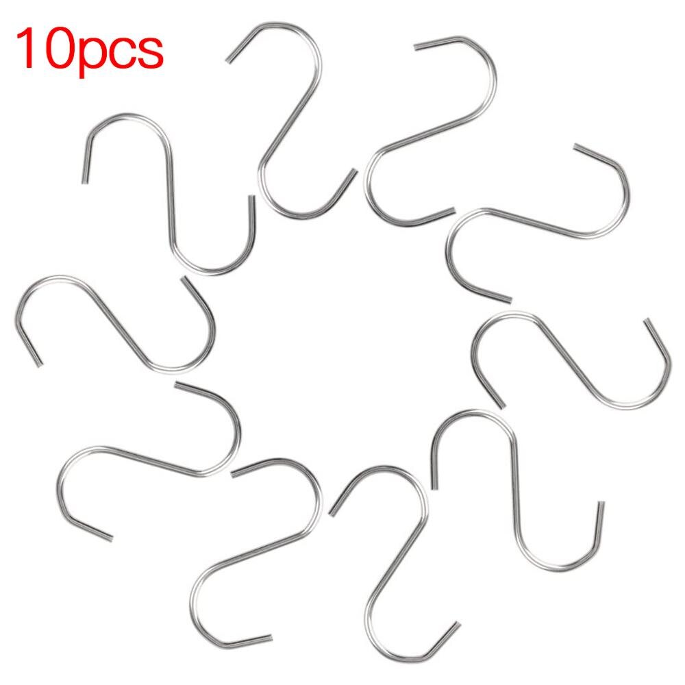 10/15pcs Stainless Steel S Hooks Pot Pan Storage Hanging Hanger Household Hooks for Kitchen Pan Wall Mounted Pot Rack Tool: 5cm