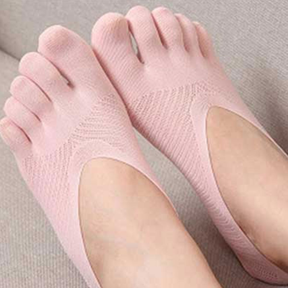 Kvinder usynlige lave strømper blonder skridsikre ensfarvet dame separat tå ankel nylon femfinger sokker kvinde