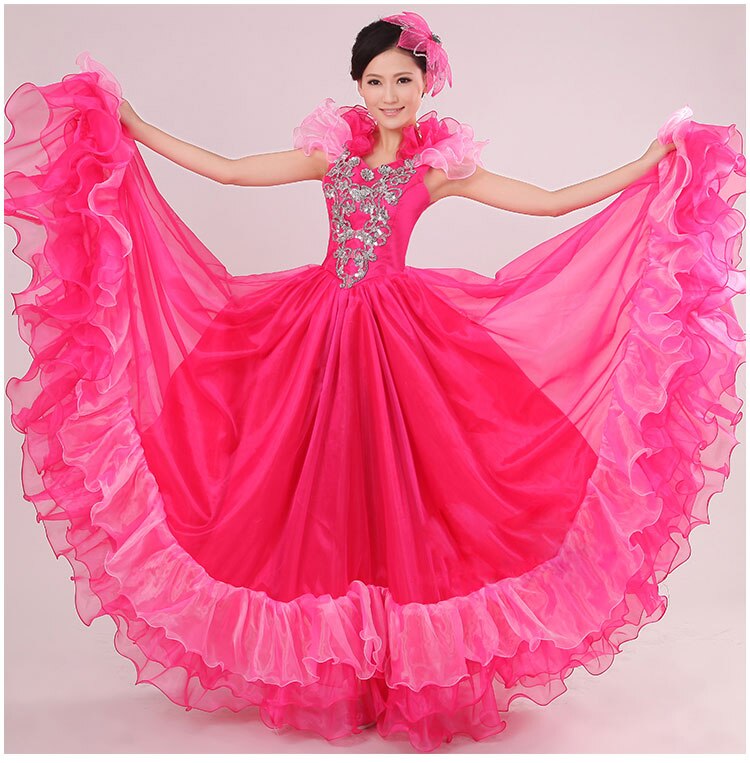 Danza de vientre español 550 grados vestido falda traje largo Flamenco faldas spaarse Flamenco juck Vestidos para mujeres niñas