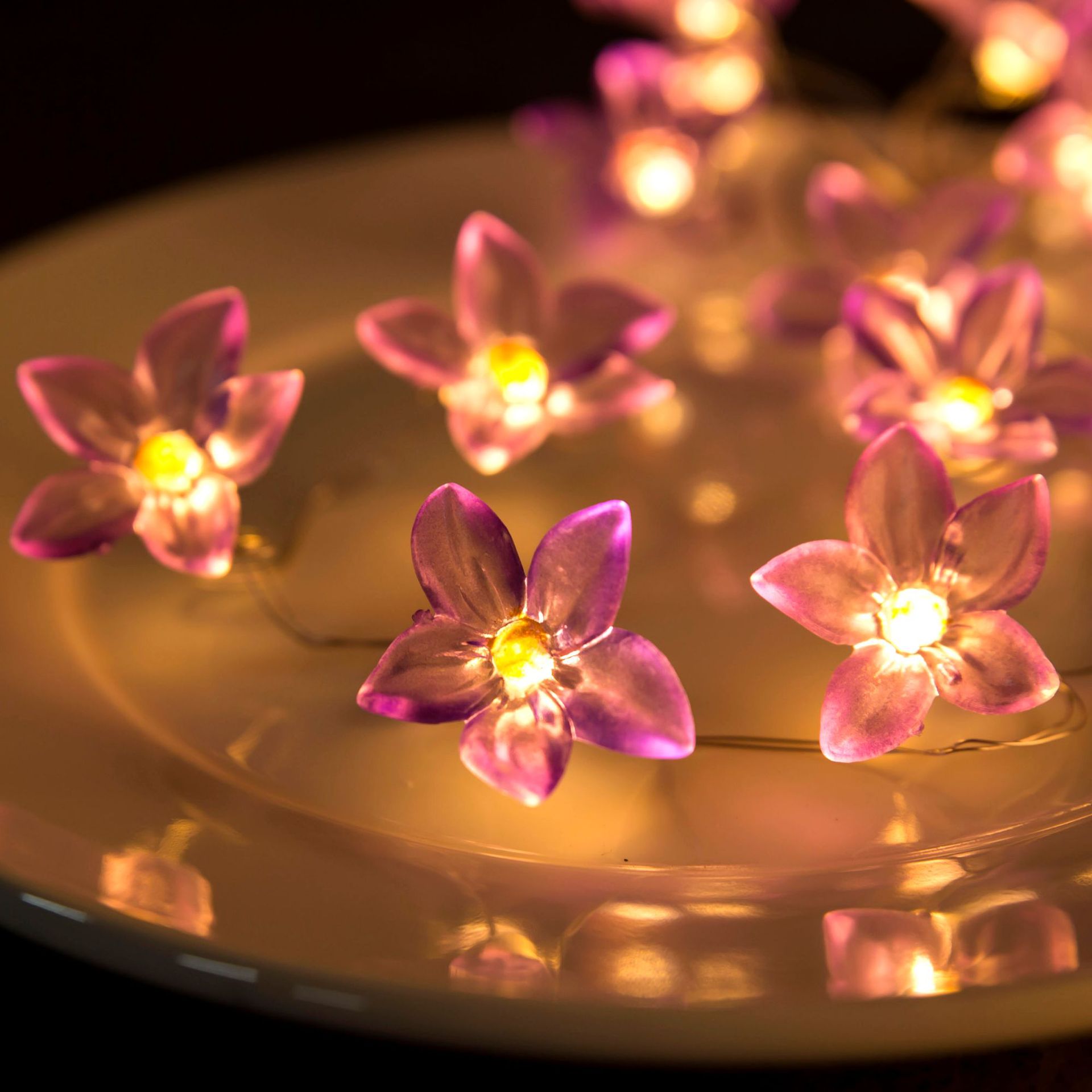 20 Led Purple Lily Copper Wire Battery Operated String Lights 2m LED Decoration For Christmas Garland On The Window Year