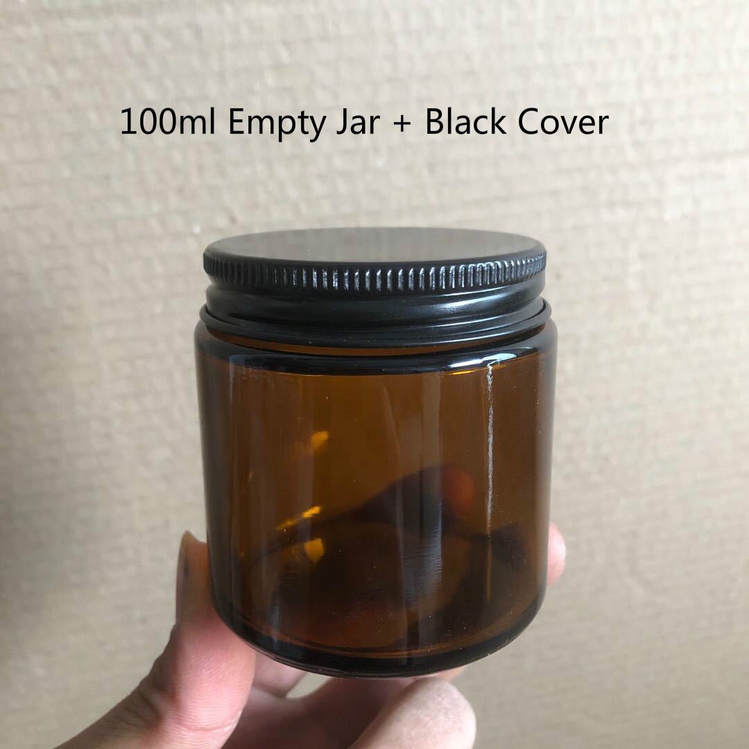 Taza de bougie marrones grandes DIY botella vacía hecha a mano de vidrio vela tarro fabricación de velas materiales envase recargable: 100ml black cover-2