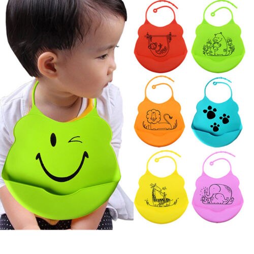 Emmababy Children Baby Eat Bib Bib Baby Silicone Rice Bowl Baby Waterproof Leak-Proof Feeding Children Mouth Pocket