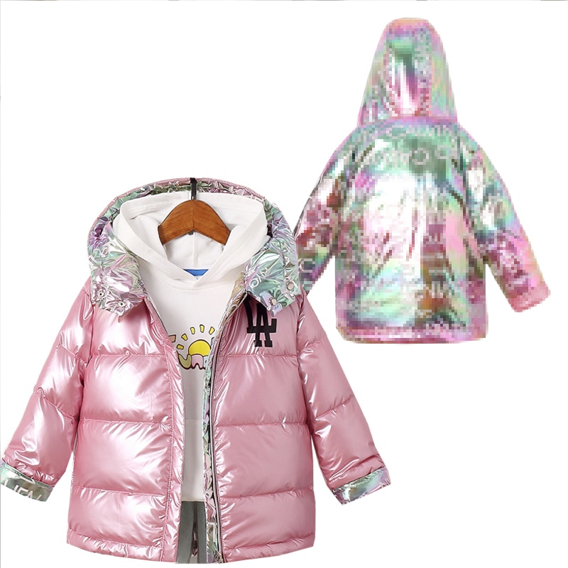 Dragen Op Beide Zijden Jongens Jassen Winter Jas Kids Down Jas Snowsuit Roze Blauw Zilver Jacket Hooded Parka Meisjes Down jassen